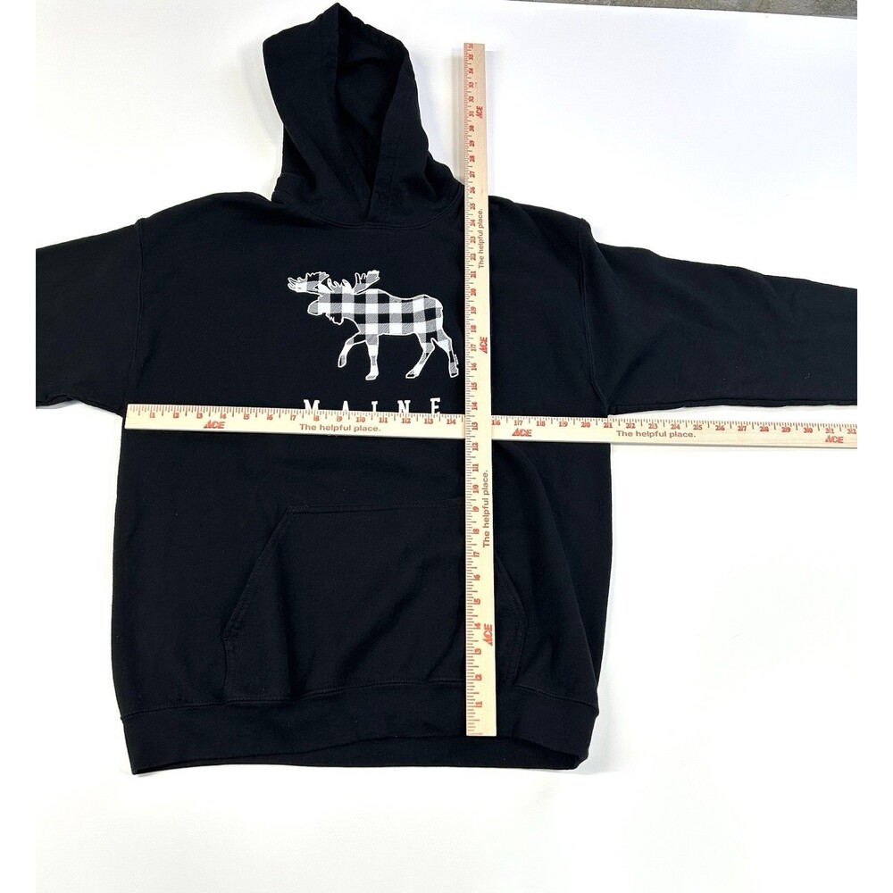 State Of Maine Moose Logo Hoodie Black Adult Large Gildan - Picture 2 of 9